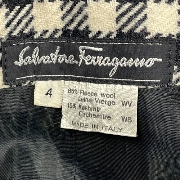 Salvatore Ferragamo Black White Checkered Plaid Blazer Mini Dress Jacket Sz 4